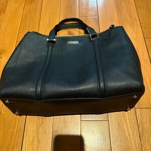 Kate Spade Black Saffiano Leather Double Zipper Pockets purse Satchel Bag